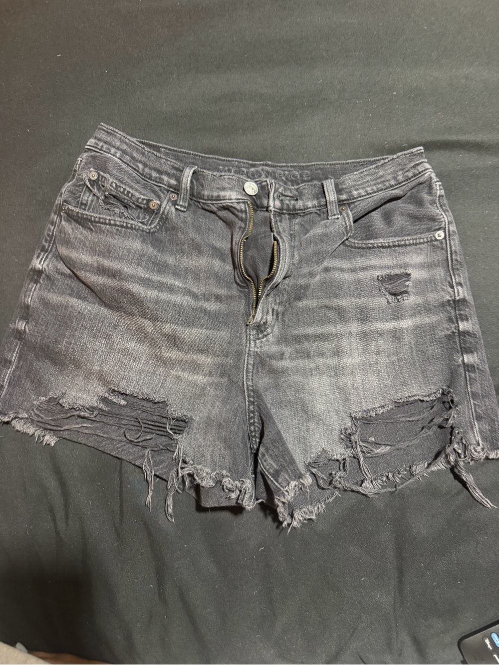 American Eagle Outfitters Black Washed Distressed Denim Shorts